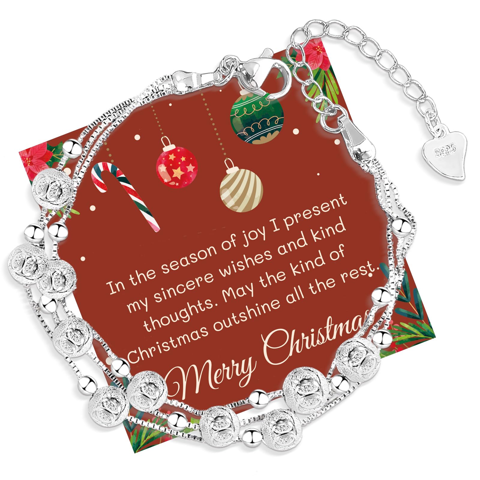 FANCIBAND 925 Sterling Silver Charm Bracelets for Women, Dainty Silver Chain Adjustable Beaded Bracelet Simple Jewelry Gifts for Women