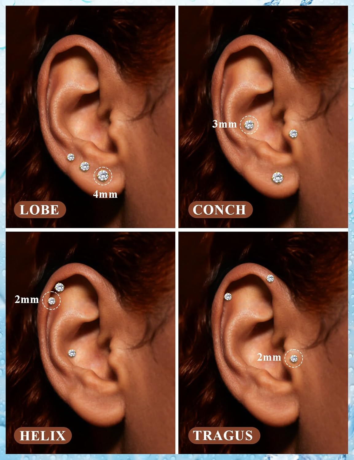 14G 16G Internal Thread Flat Back Earrings Nose Studs 316L Surgical Steel Tragus Forward Helix Conch Cartilage Lobe Earrings Stud Medusa Labret Monroe Lip Ring Piercing Jewelry For Women Men - Image 4