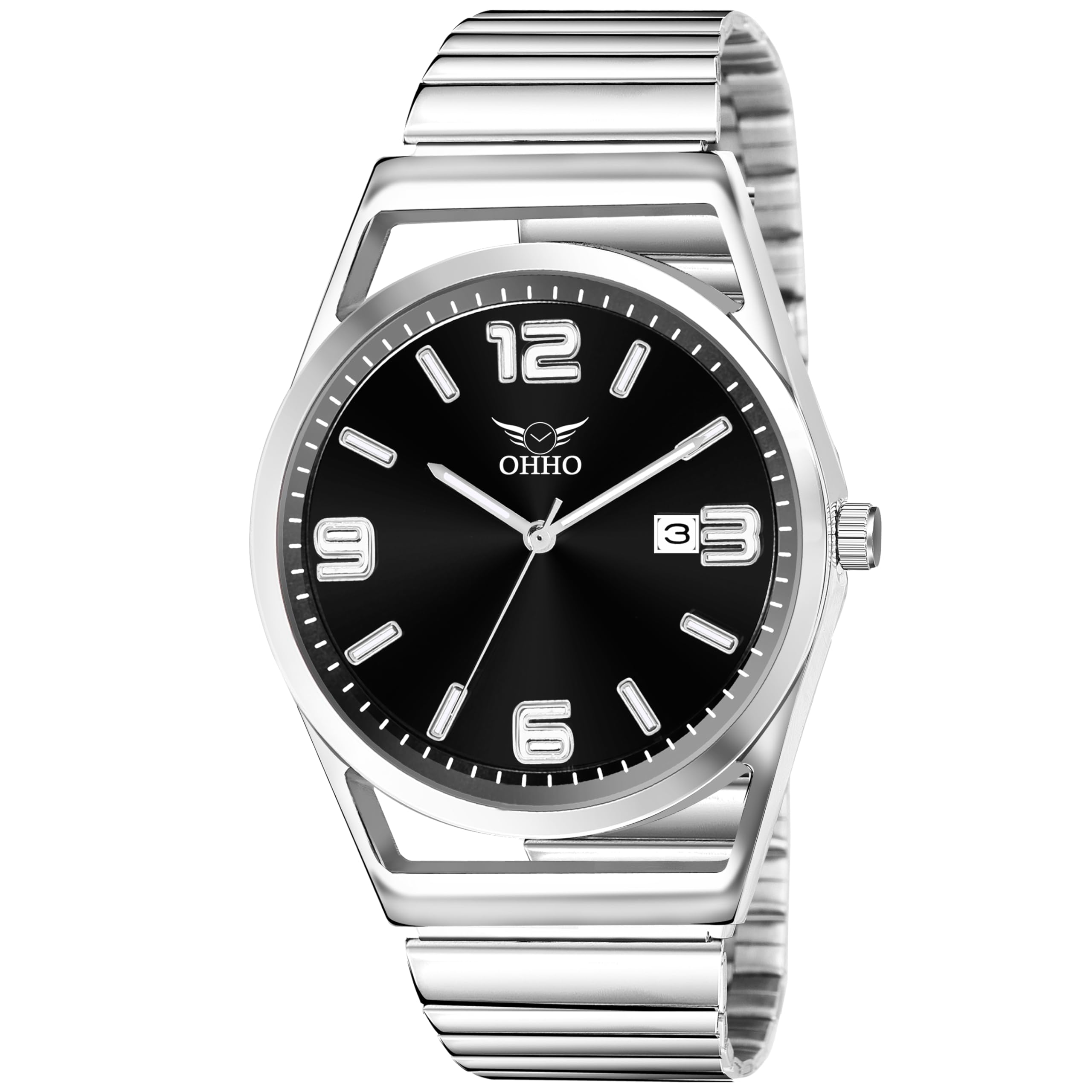 OHHO Mens Watches Analog Quartz Starry Black Dial Watches for Men Stylish Stainless Steel Calendar Date Unisex-Adult Wrist Watches -for Men (B0CMX9XVR4) Amazon Price History, Amazon Price Tracker