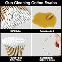 Vista 4 de Egaageoi Suministros de limpieza de armas – Parches de limpieza de armas e hisopos de algodón puntiagudos para pistola, rifle, escopeta – Kit