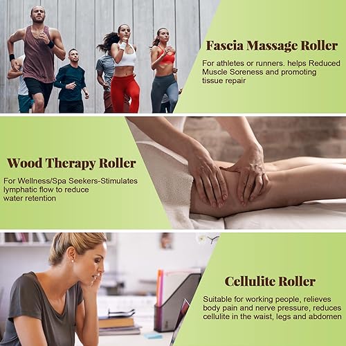 Miniatura 5 de Rodillo de masaje de madera para fascia, barra de masaje de liberación miofascial de mano con perillas de punto de activación para tejido profundo,