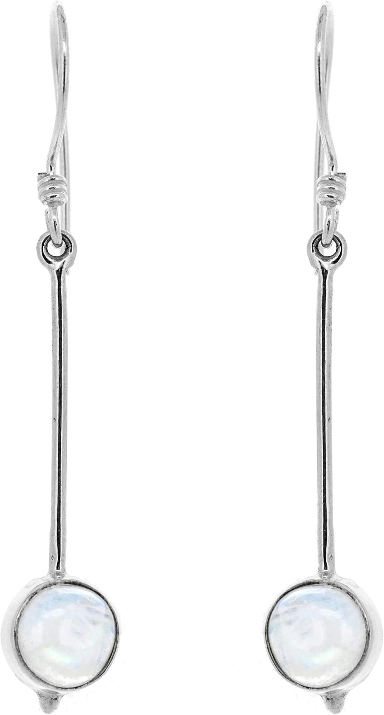 Long Drop Earrings with round Moonstone