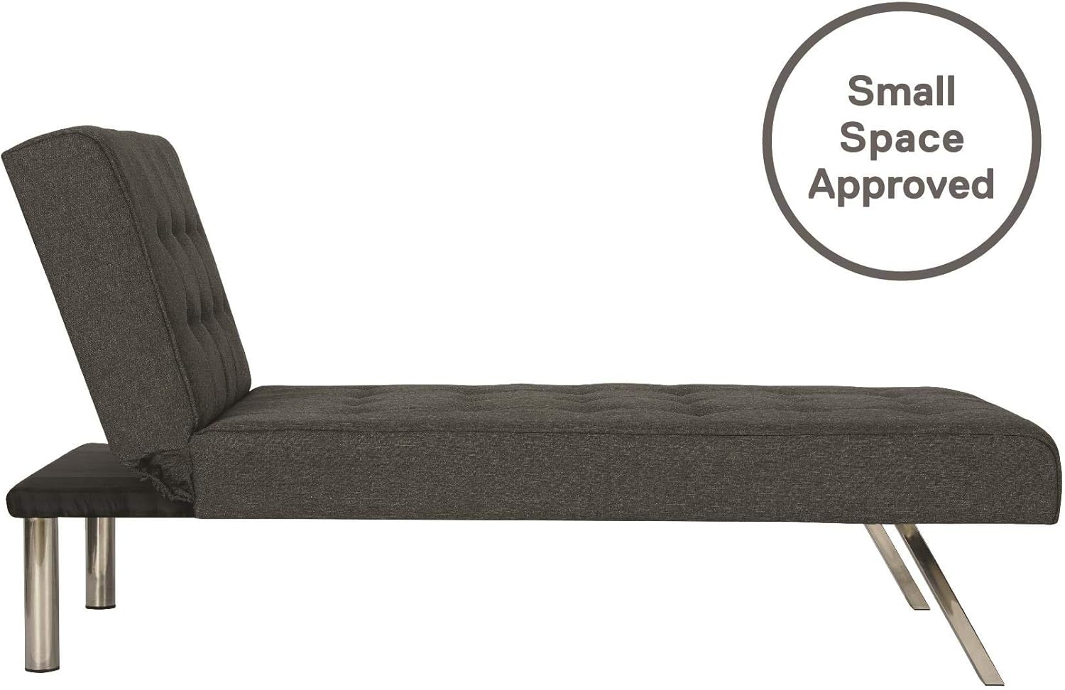 DHP Emily Chaise Lounger With Chrome Legs, Grey Linen : Home & Kitchen