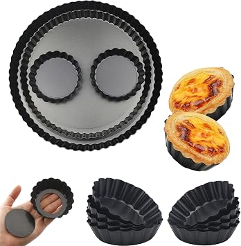 Tart Pans Set 11/9/4in 4 Pack and 3in 12pcs Mini Tart Pans