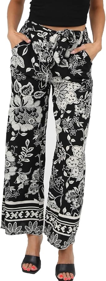 Angie Womens Angie Womens Wide Leg Pants with Self Tie