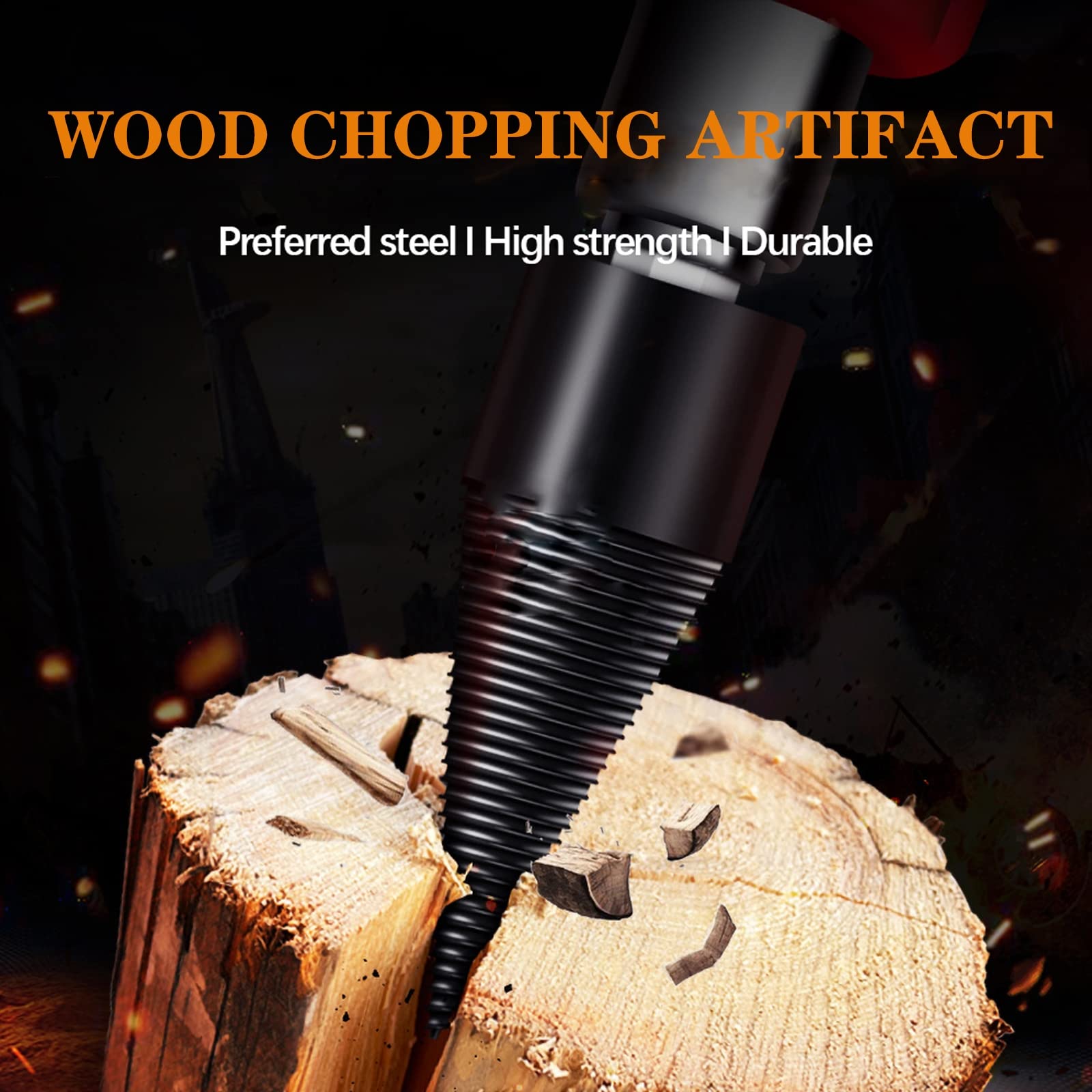 Spaccalegna per Uso Domestico, Spaccalegna Elettrico Legna Da Ardere Punta Trapano Spaccalegna Vite Conica Albero, Punta Spaccalegna con 3 Manici Trapano per Legno Di Diametro Inferiore,50mm