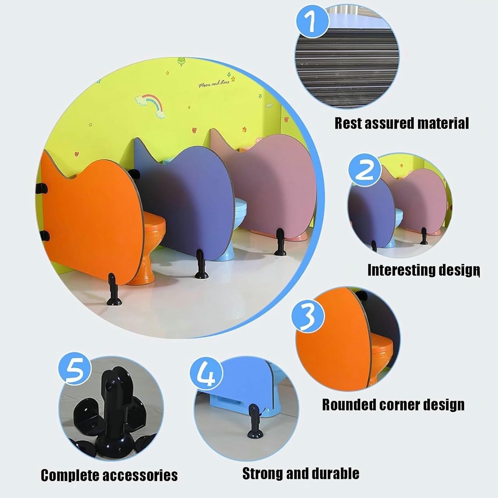 Separador de orinal para niños, para escuela preescolar y baños públicos, diseño seguro para la higiene de los niños