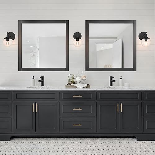 Miniatura 5 de Design House Espejo Shorewood, marco de madera negro mate, cuadrado, 30 x 0.75 x 30 pulgadas, 589655