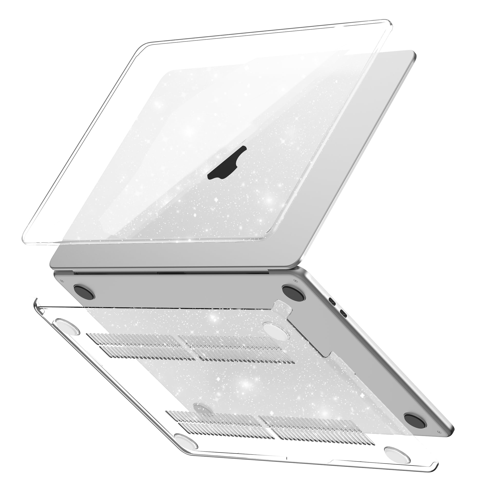 GPXIIZ Hülle Kompatibel mit MacBook Air 13 Zoll M1 Schutzhülle 2020 2019 2018 Freisetzung A2337 A2179 A1932, Ultradünne Hartschale Snap Case Cover 13,3", Klar Glitter