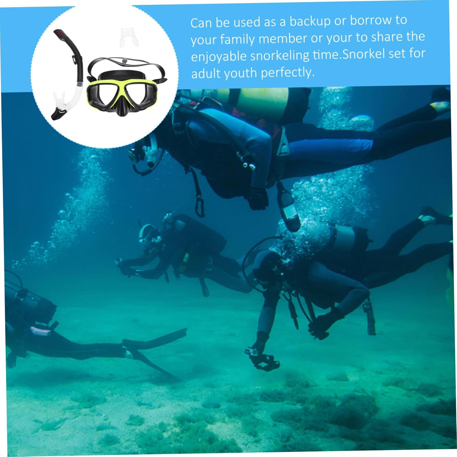 Snorkel Mask Snorkel Set Anti Leak Anti Fog Diving Mask with Waterproof Gear Bag for Adults (Black)
