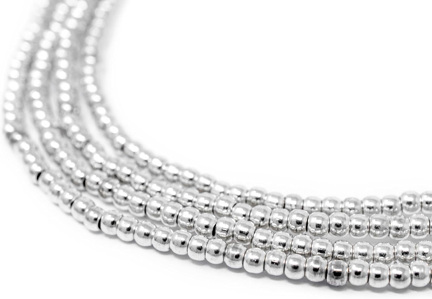 The Bead Chest Smooth Shiny Silver Seed Beads (3mm)