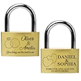 Personalized Engraved Name Brass Padlock – Custom Love Locks with Names and Dates for Couples, Romantic Keepsake Gift for Anniversaries, Weddings, or Travel – 40mm Solid Brass Lock with Keys