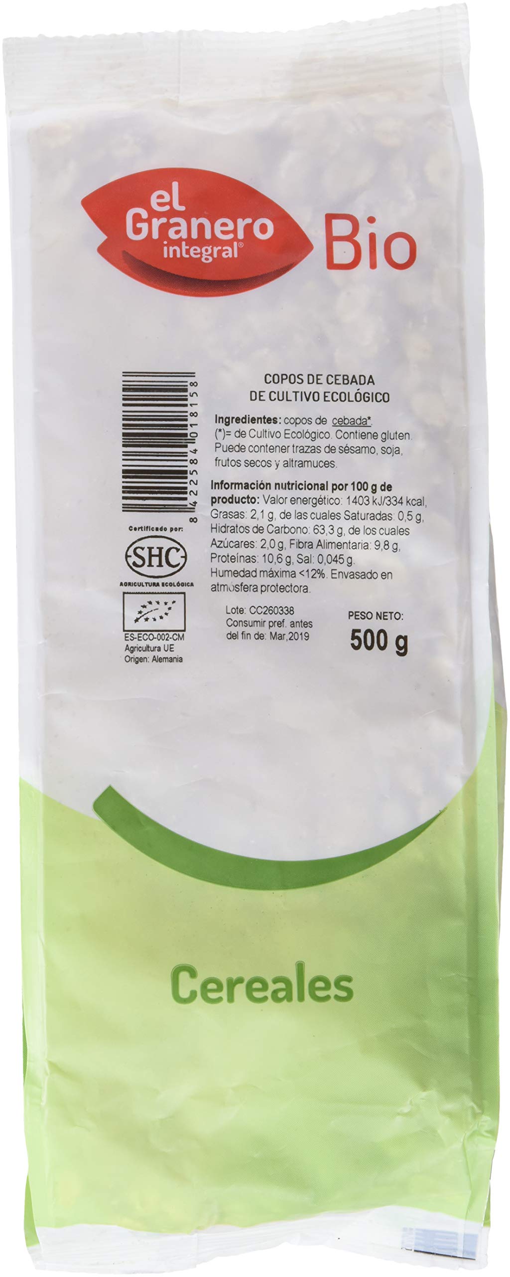 GRANERO INTEGRAL COPOS DE CEBADA BIOLOGICOS 500 gr