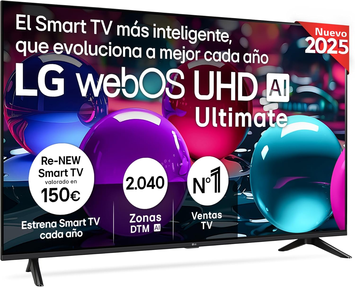 LG 50UA73006LA – TV 50″, UHD 4K, WebOS 25, Ultimate IA, HDR10 Pro, Super Upscaling, Dolby Digital Plus, Google Assistant, Negro