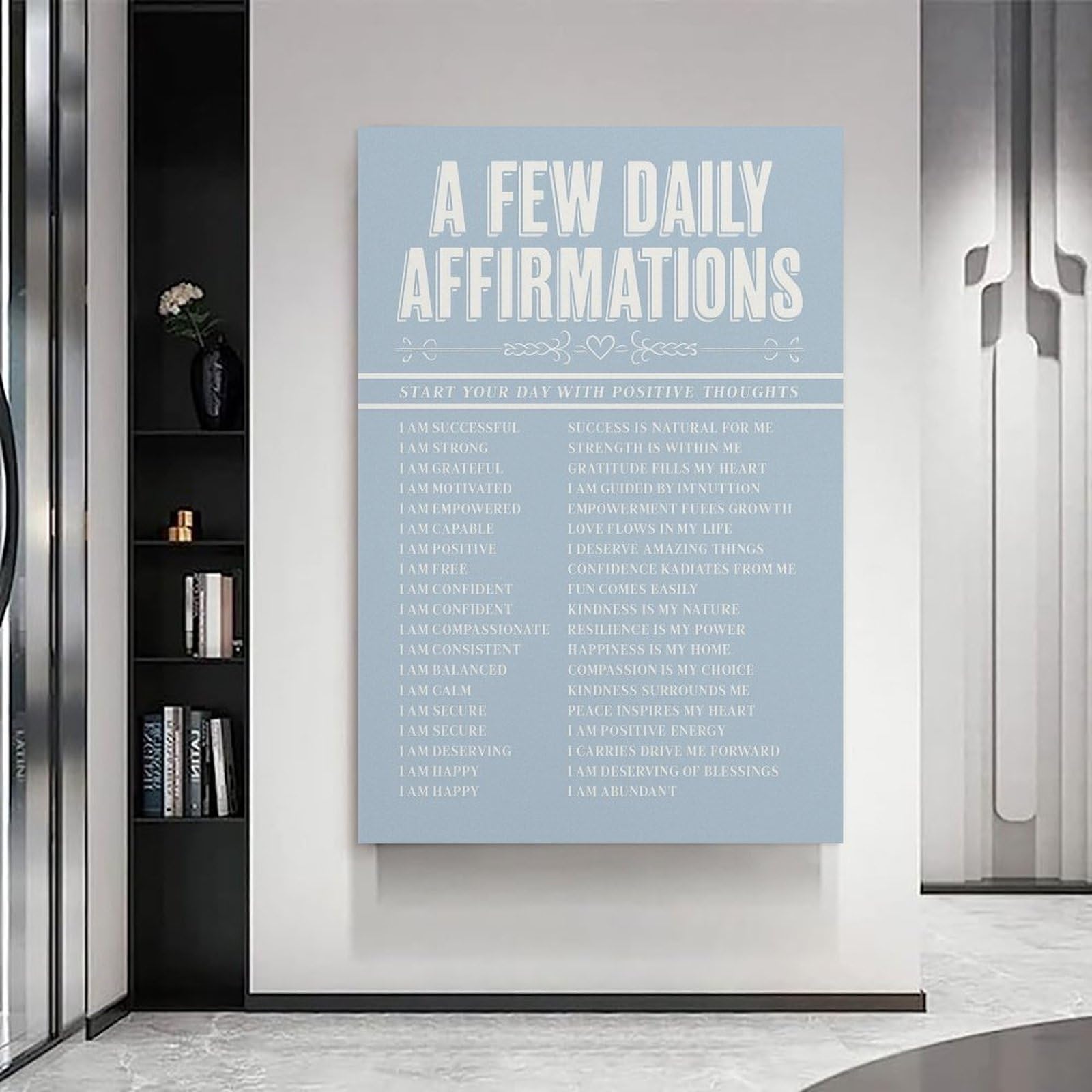 Póster de afirmaciones motivacionales diarias, lienzo impreso, moderno, moderno, arte de pared, impresión artística para decoración del hogar, sala de estar, dormitorio, pared, pintura en lienzo