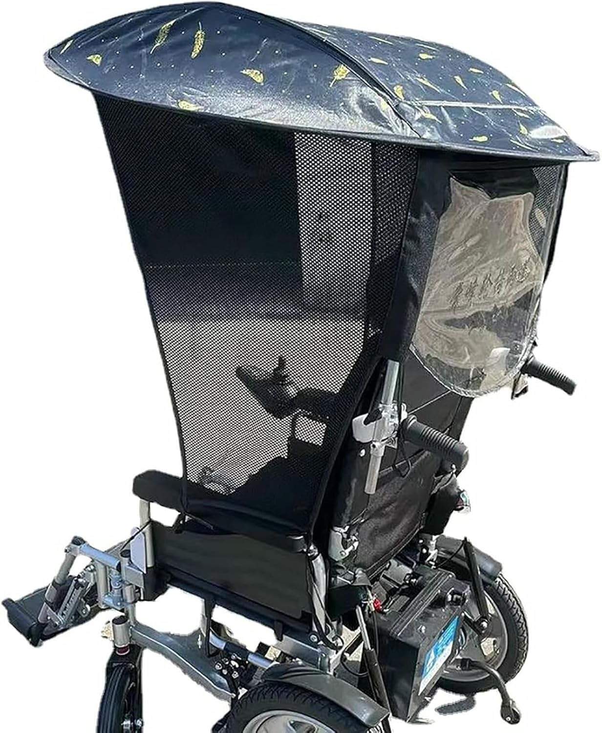 Electric Wheelchair Umbrella Canopy Awning, U-V Resistant Protection, Adjustable Wheelchair Umbrella Sun Shade Rain Covers for Most Wheelchairs