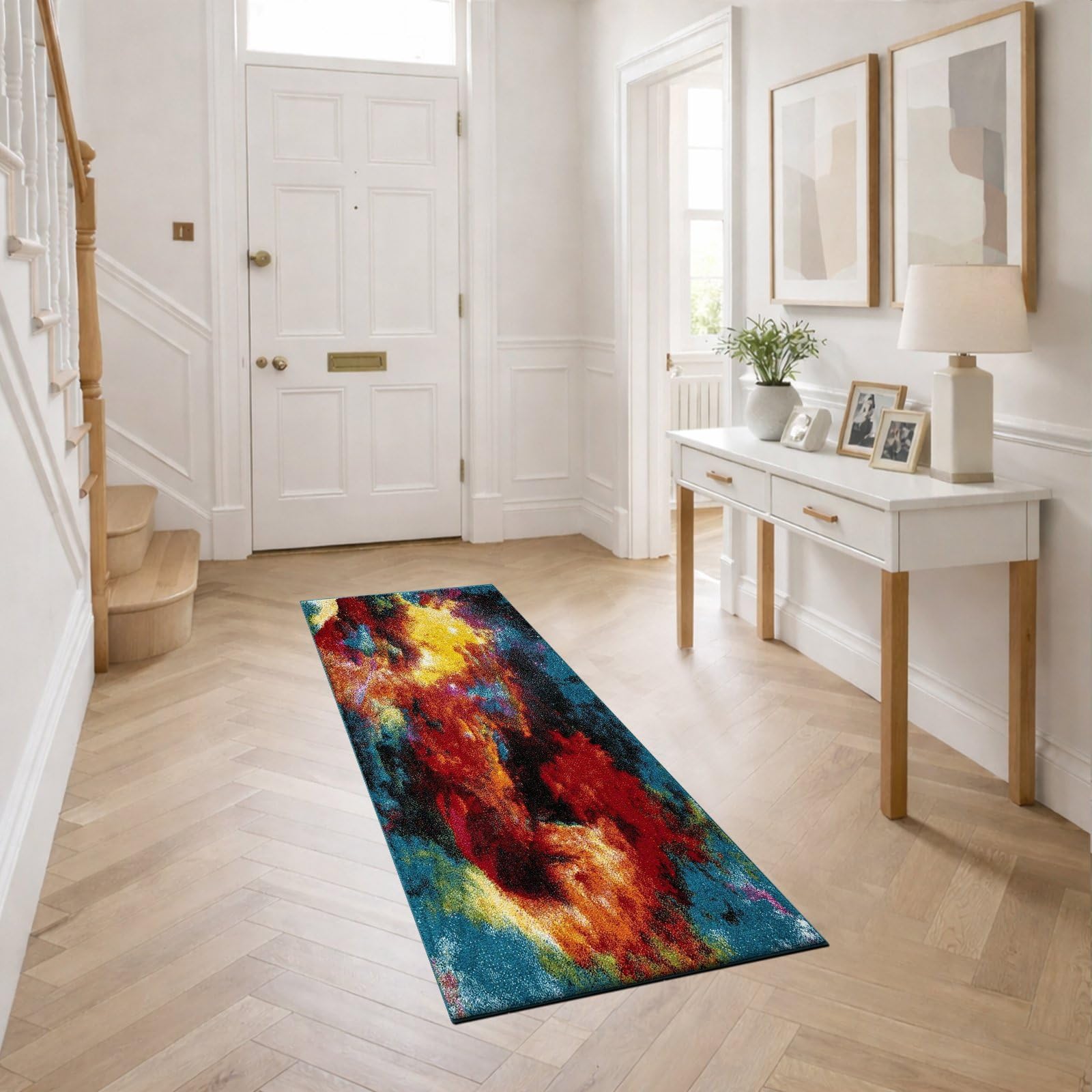 cozily® Medium Pile Jute Runner Rug for Kitchen, Thick Carpet Runner Rugs for Hallway - 60 x 220 cm, Splash - Washable Runners for Bedroom, Corridor & Hall Rug — image 1