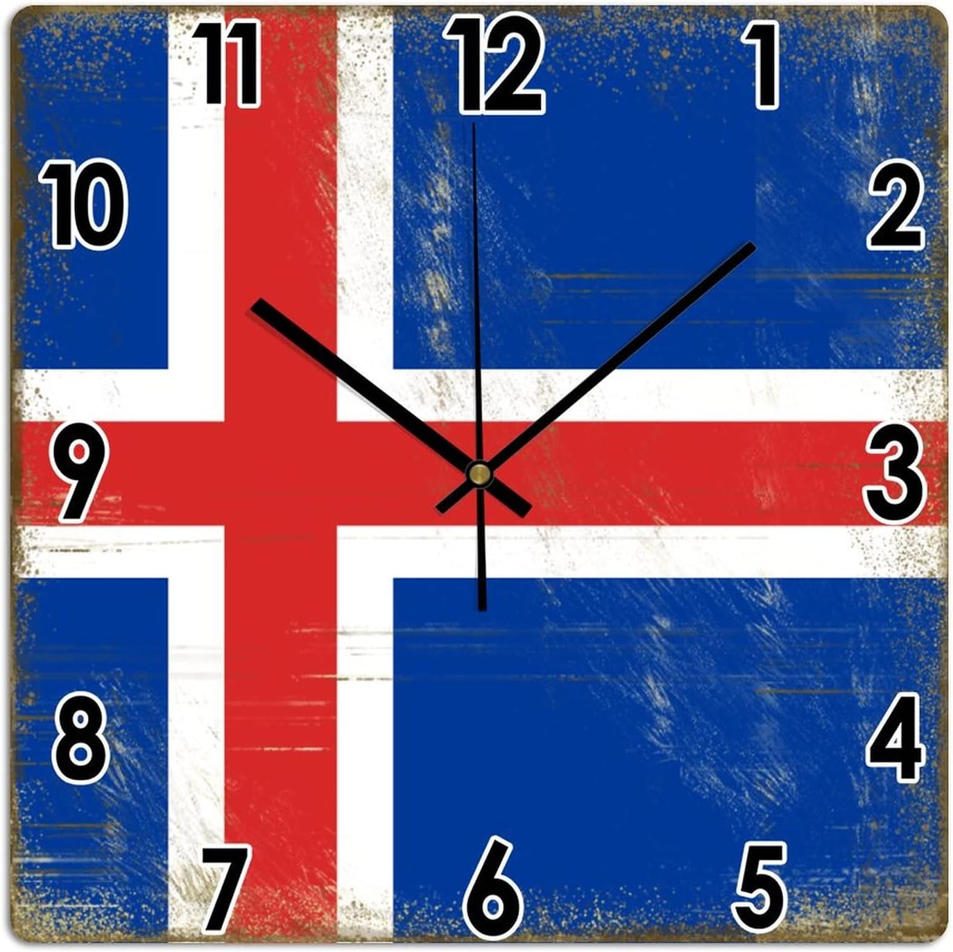 Iceland Art Clock Iceland Flag PVC Home Decor Wall Clocks National Flag Patriotic
