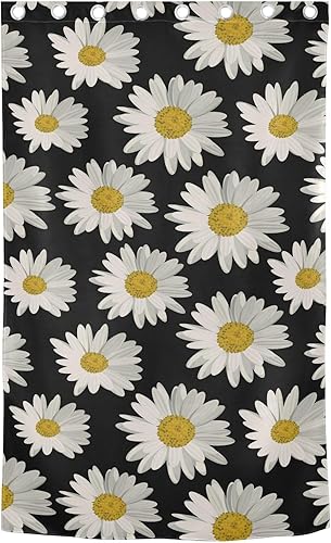 Miniatura 2 de White Daisies on Black Blackout Curtains 84 inches Length Curtains for Bedroom Living Room Blackout Blinds Closet Curtains Decor Cortina para