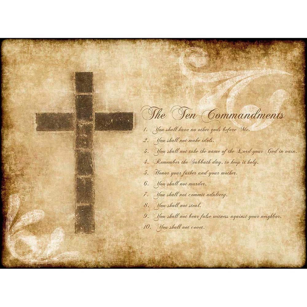 Wee Blue Coo Ten Commandments 10 Cross Christian Religious Quote Typography Art Print Poster Wall Decor 12X16 Inch