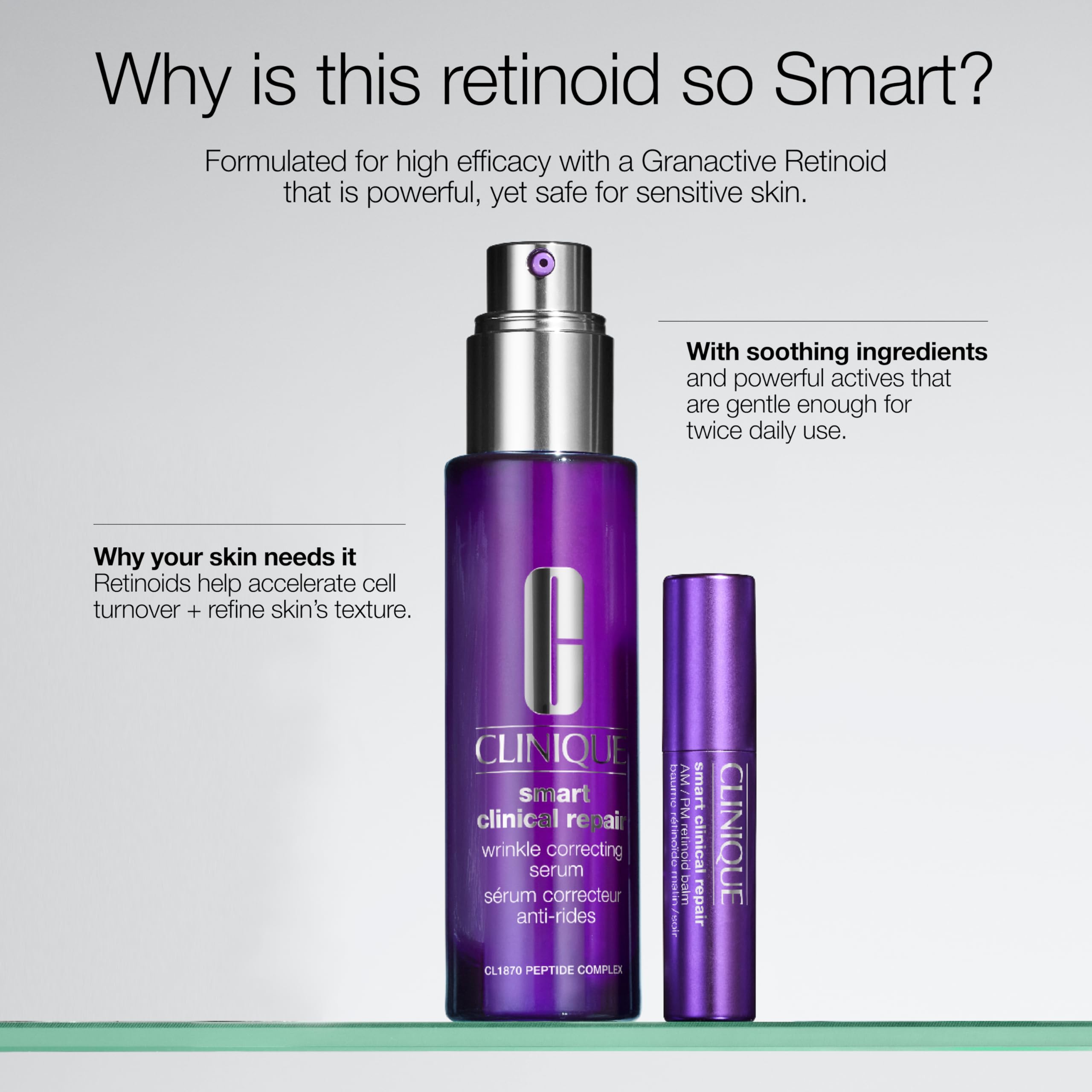 Clinique Smart Clinical Repair AM/PM Retinoid Balm Stick With Hyaluronic Acid For All Skin Types | Softens + Plumps Fine Lines | Safe For Sensitive Skin, 0.11 Ounce