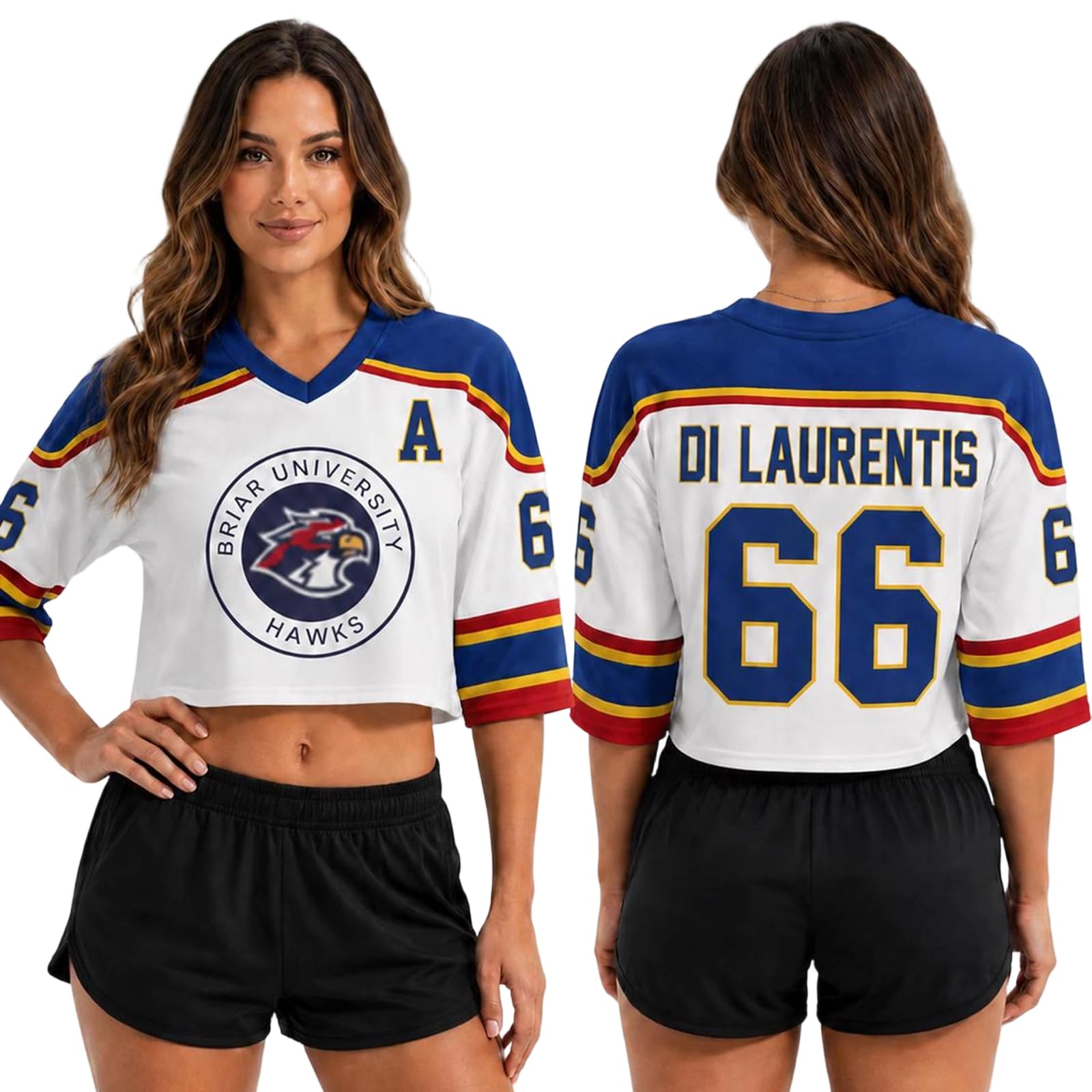 Off Campus Hockey Jersey Women Graham 44 & Logan 22 & Tucker 46 & Dean 66 Briar U Hockey Shirts Short Sleeve Briar University Shirts Sports Y2K Crop Tops Off Campus Merch for Fans