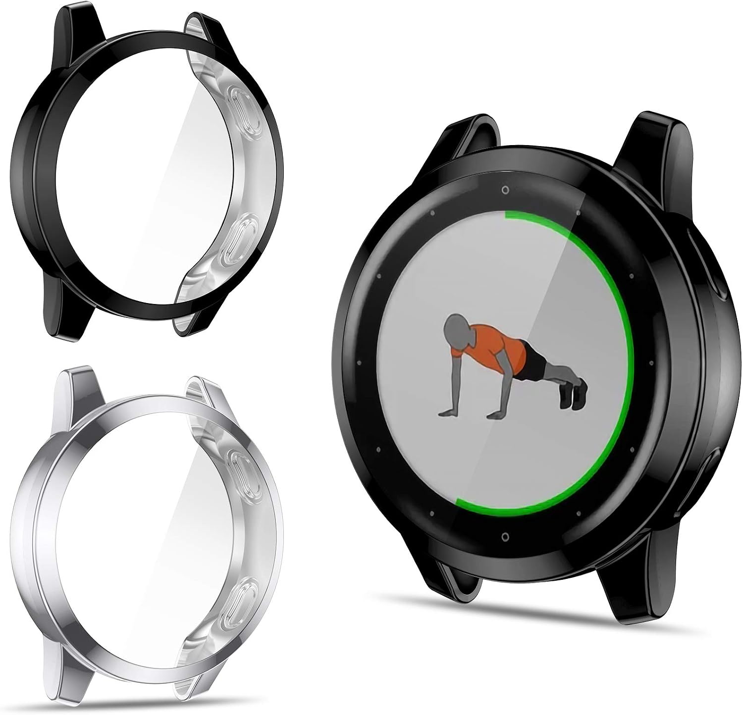 EZCO 2-Pack Screen Protector Case Compatible with Garmin Vivoactive 4 45mm, Full Coverage Soft TPU Case Protective Screen Cover Bumper Frame for Vivoactive 4 Smartwatch（Not for Other Model）