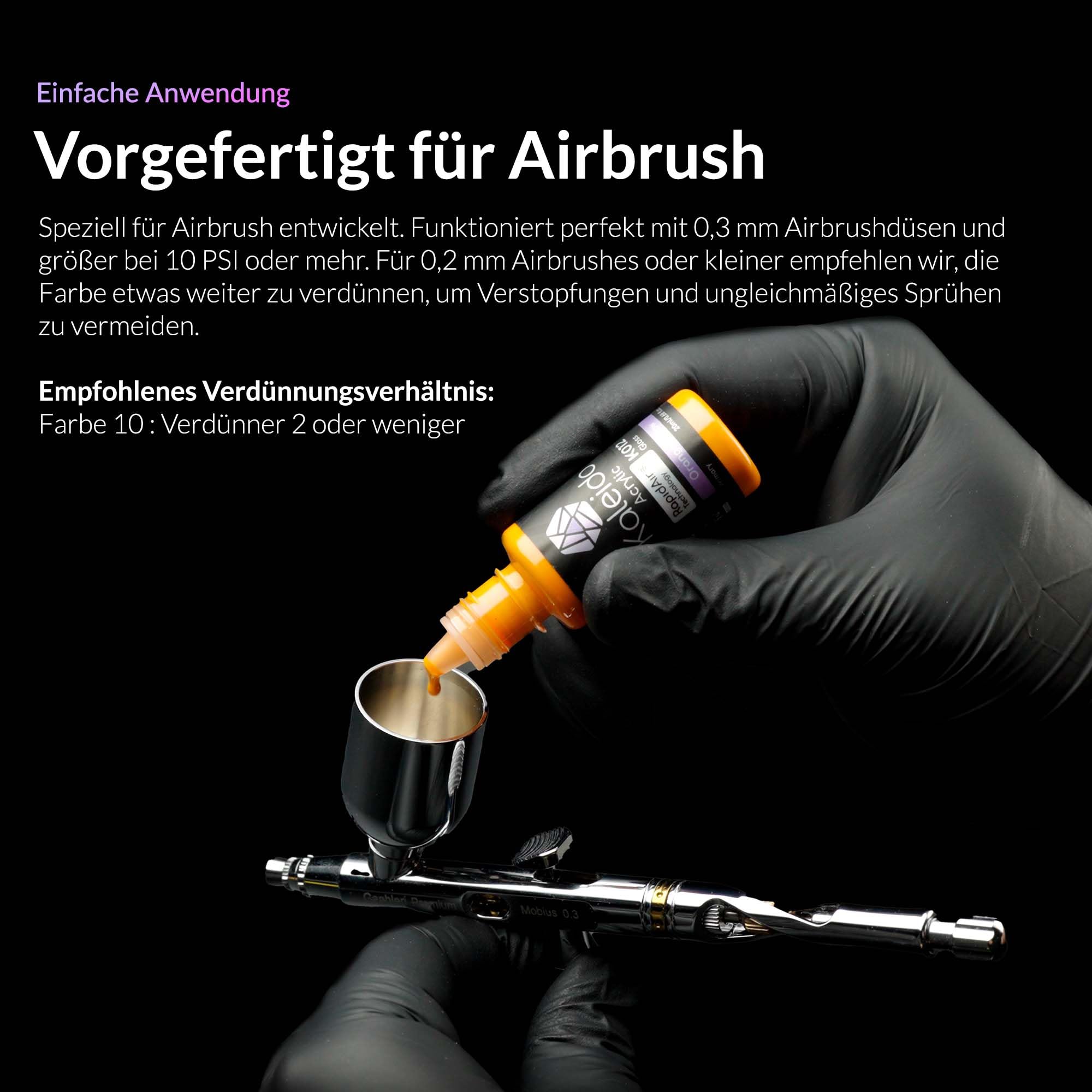 Gaahleri Kaleido Auto 24-Color Set – Acryl Airbrush-Paint für Autos, Gundam, Mecha, vorverdünnt, Hochglanz, mit Verdünner & Cleaner