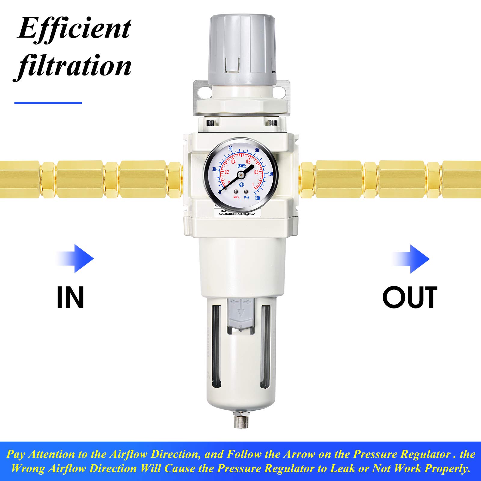 TAILONZ 3/4"NPT AW4000-06 Manual Drain Filter Regulator — Amazon image 4