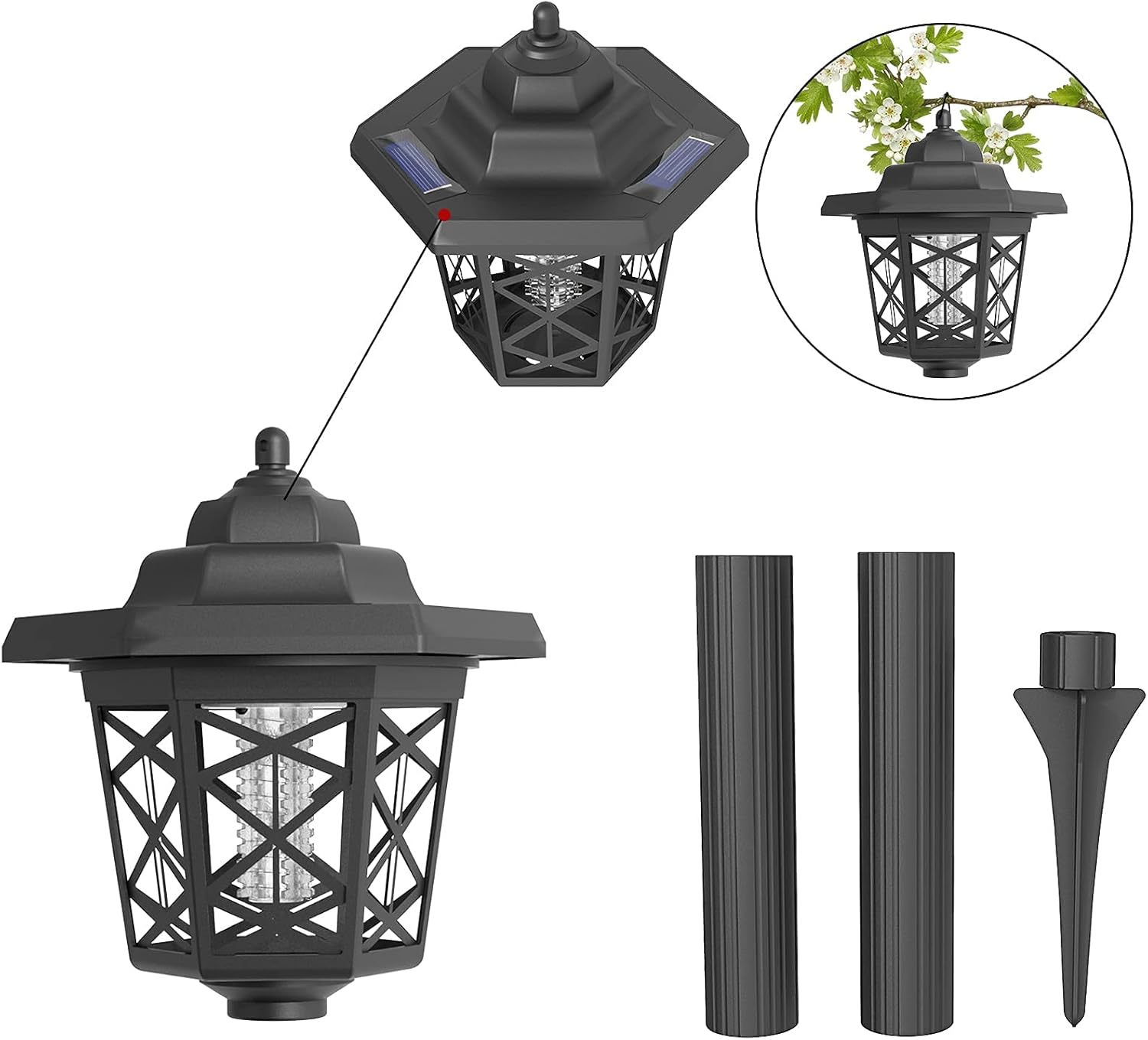 2 Pcs Solar Bug Zappers Outdoor Waterproof LED Solar Mosquito Zappers Outdoor Solar Powered Mosquito Killer Light Lamp for Indoor and Outdoor Use