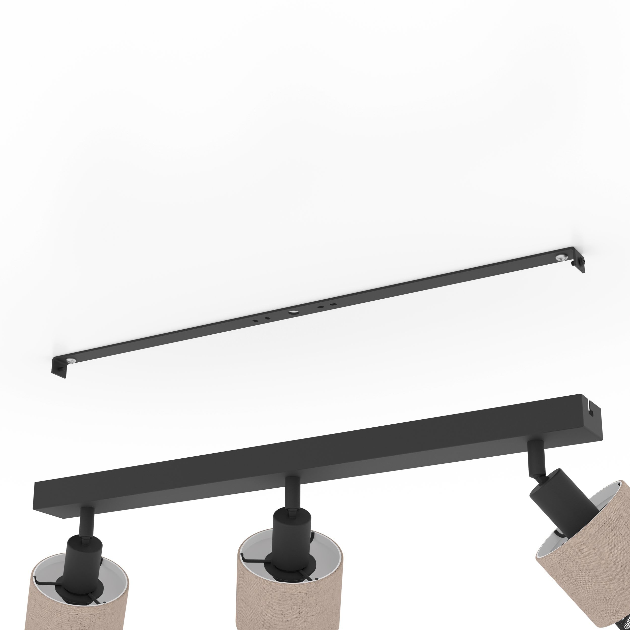 EGLO Applique Murale intérieure Rosley, Lampe Mural d'intérieur avec Spot orientable, Spot en Tissu Naturel et métal Noir, éclairage pour Salon et Chambre à Coucher, Douille E14
