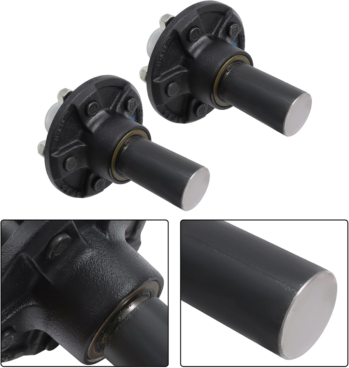 GXYWADY 2 Set 5x4.5 Idler Hub Spindle Kit, Round #84 Spindle for 3500 lbs Trailer Axle, Pre-Assembled Hub & Bearing Kit