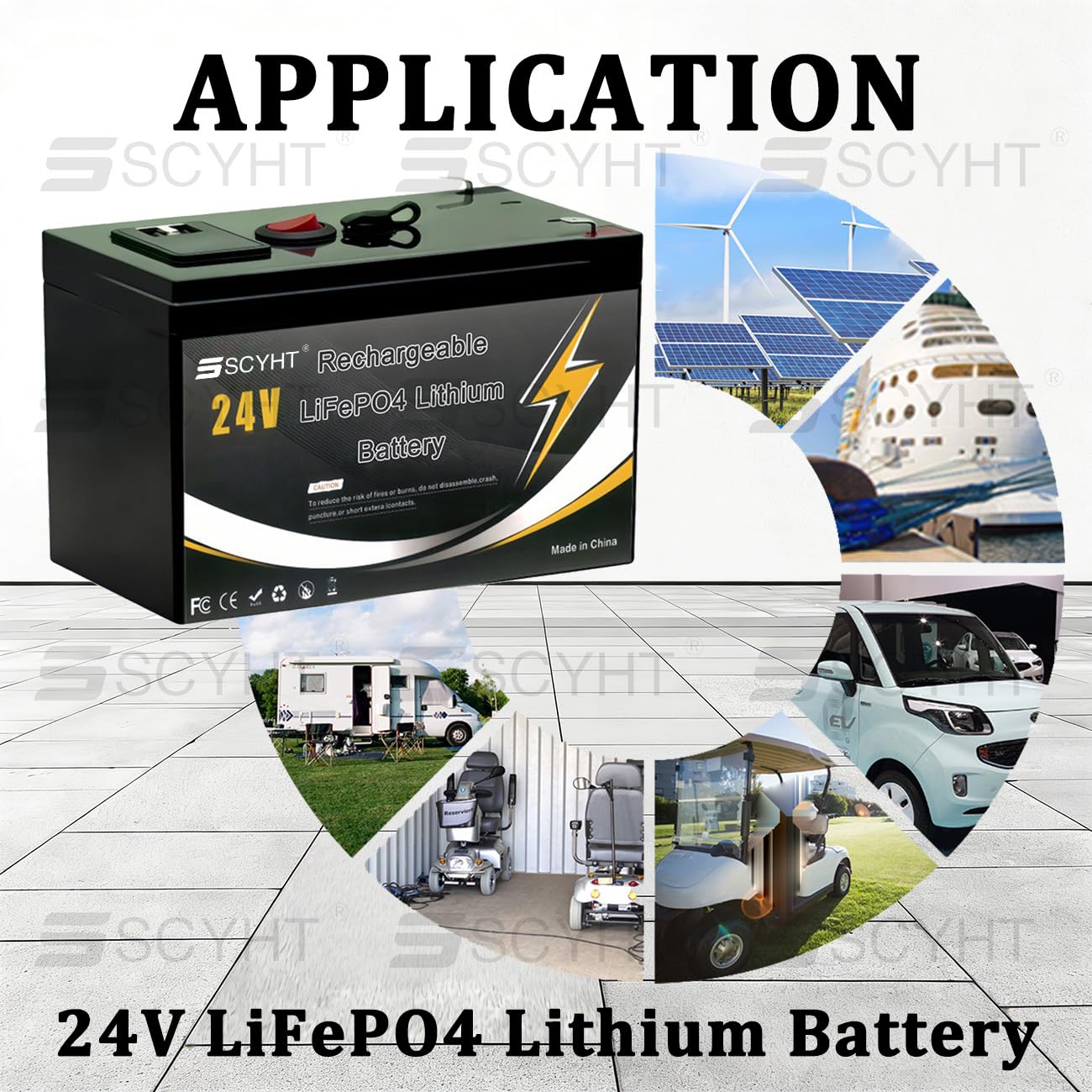Batteria al litio LiFePO4 24V Batteria a scarica profonda (Deep Cycle) Batterie ricaricabili per impianti solari, ecoscandagli, alimentazione di backup con BMS 10A
