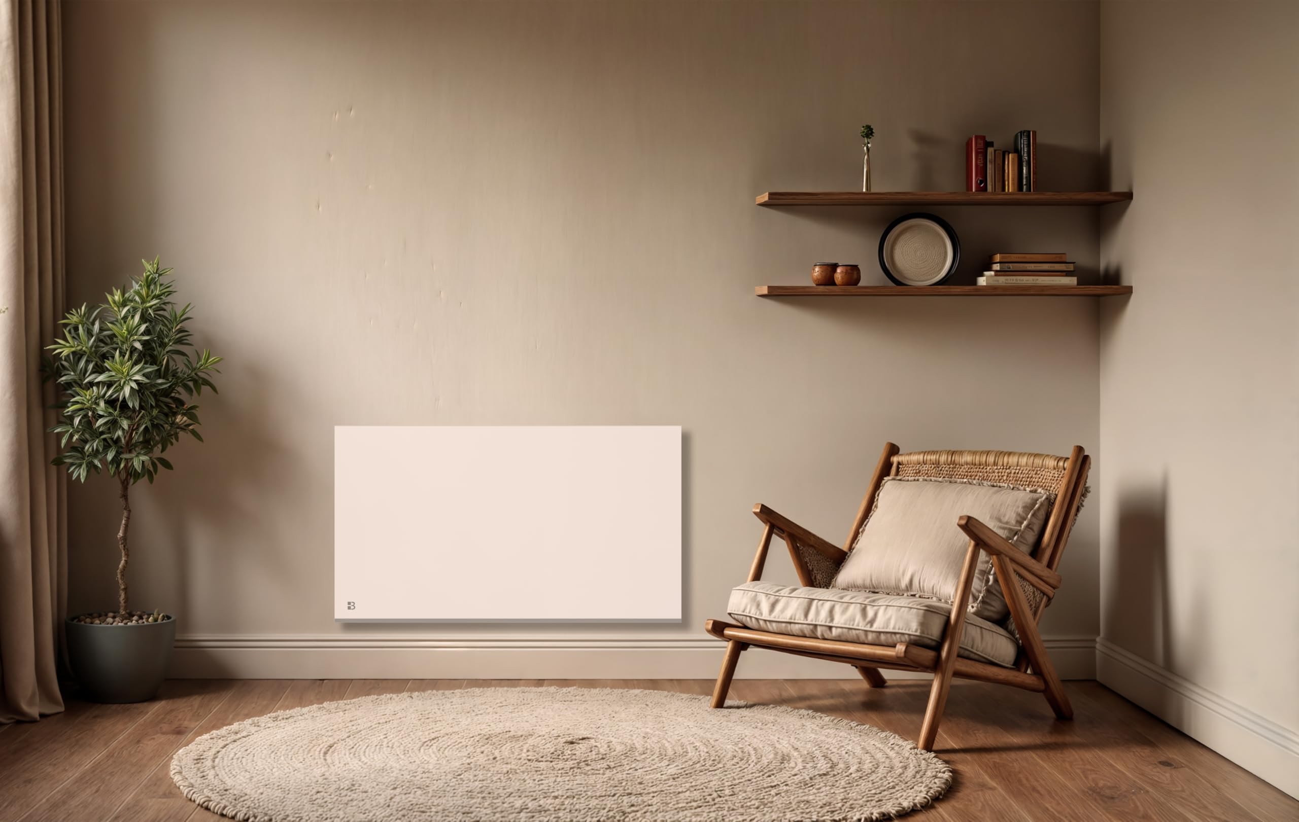 BESTHERM Bestherm NESSA Connect - Calefactor Eléctrico Inercia Seca Cerámica, 1500 W, Horizontal, Blanco