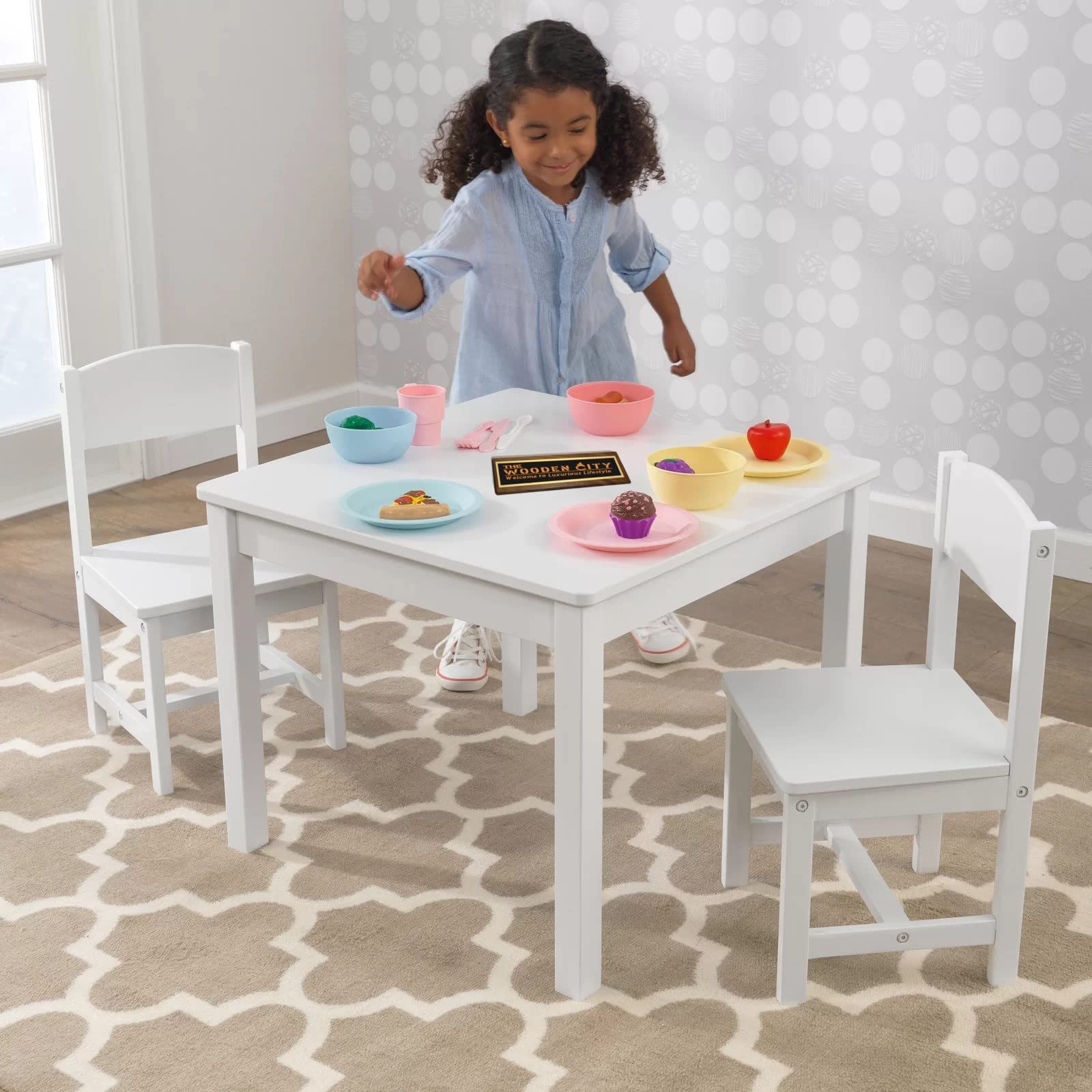 THE WOODEN CITY Wooden Study Table & Dining Table for Kids Dining
