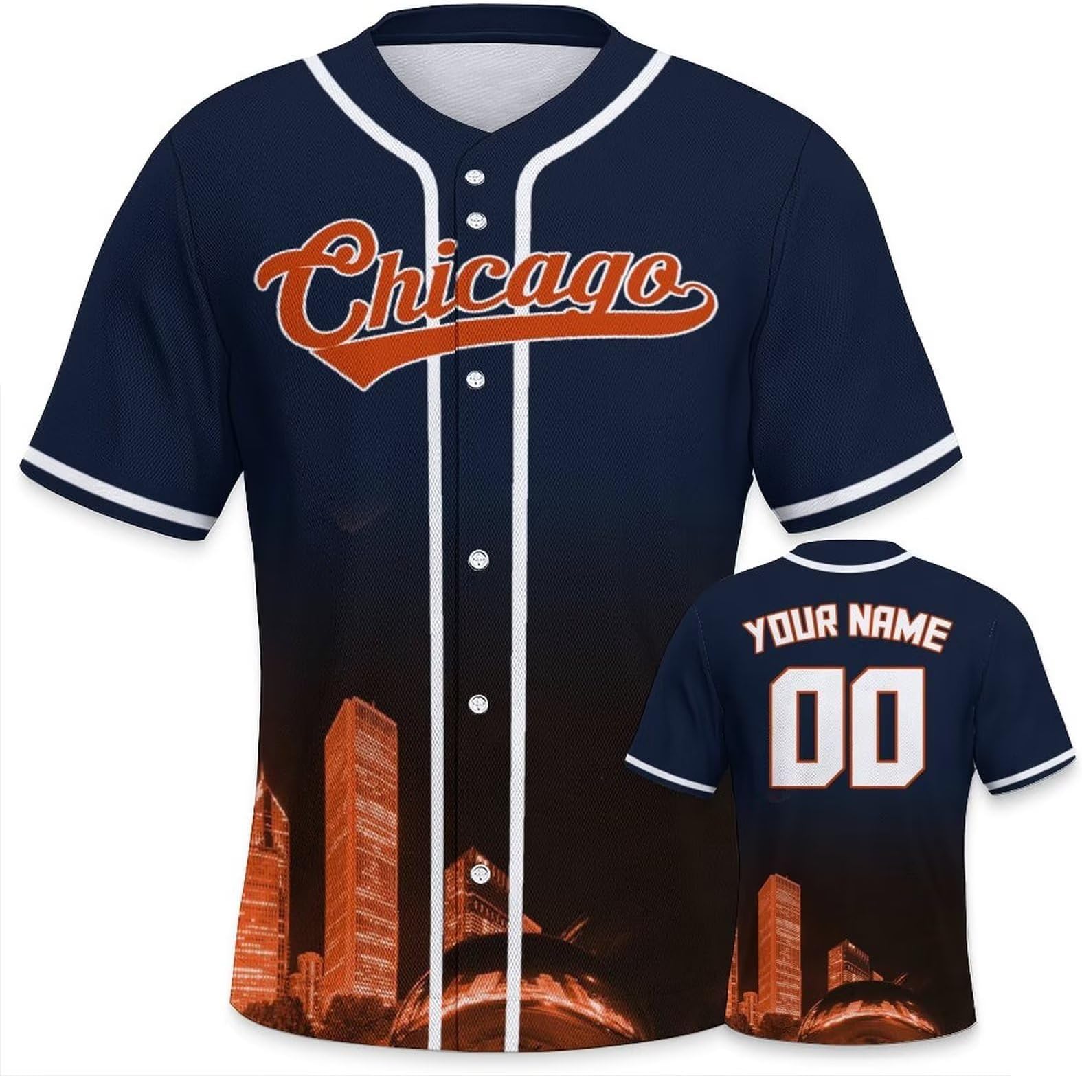 Custom Baseball Jersey City Night Skyline Uniform Shirt for Football Fans Men Youth Women Gifts Personalize Name Number S-7XL