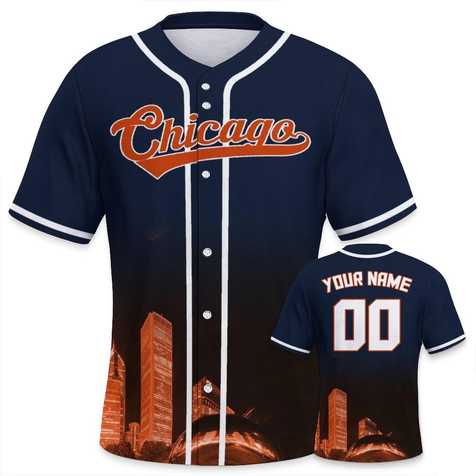 Custom Baseball Jersey City Night Skyline Uniform Shirt for Football Fans Men Youth Women Gifts Personalize Name Number S-7XL