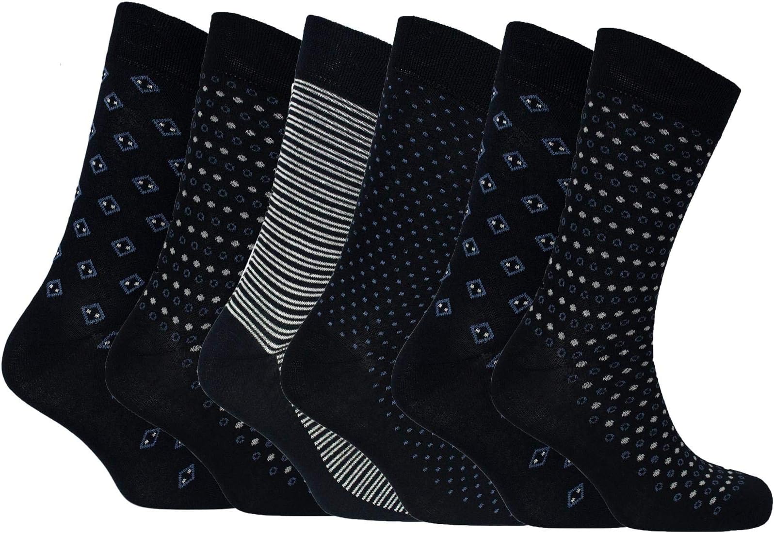 Sock Stack6 Pk Mens Luxury Cotton Rich Socks Smart Breathable Designer Stripe Argyle Plain UK 6-11