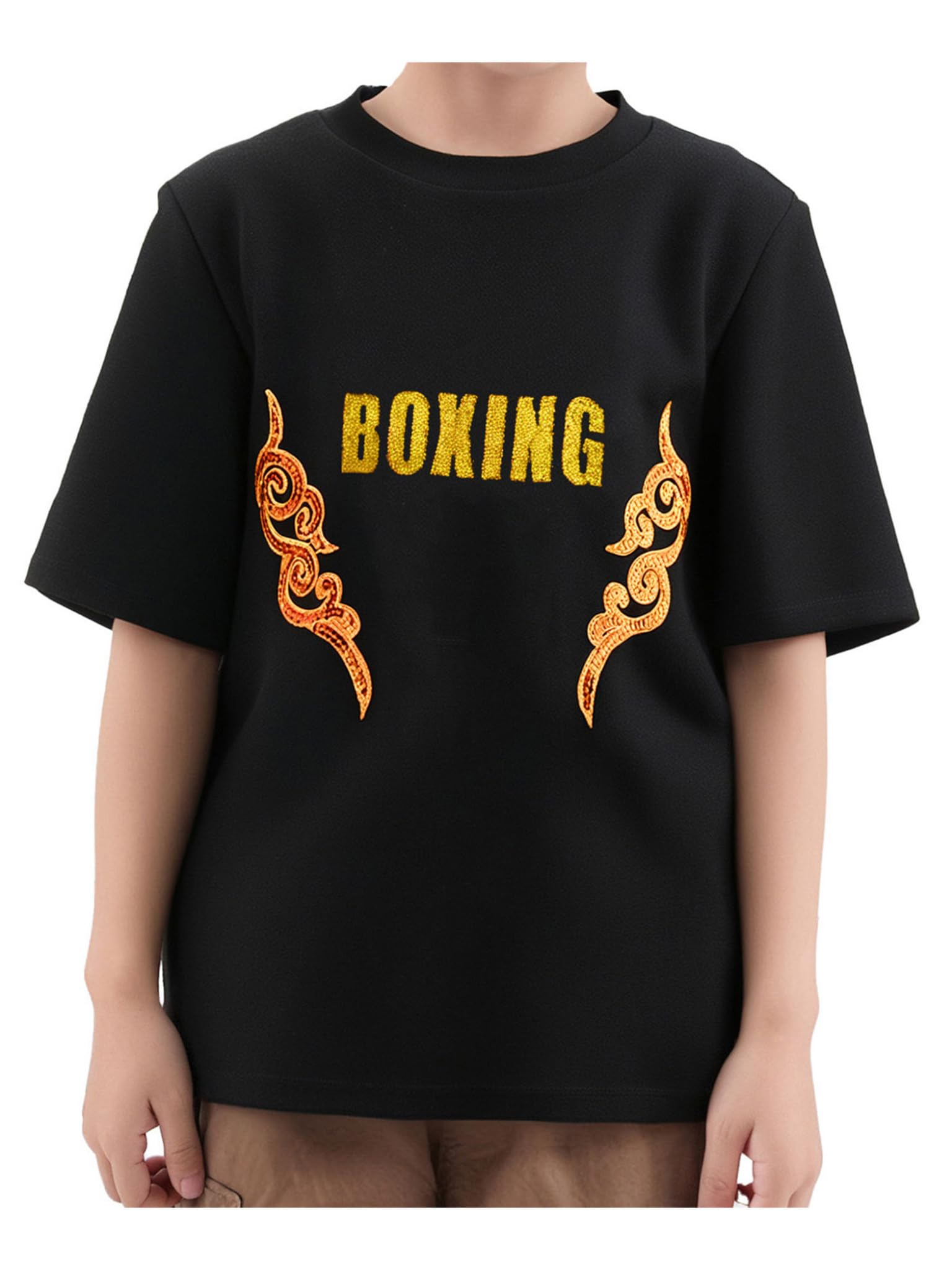 Runhomal - Chándales para niños, pantalones cortos de boxeo, traje de boxeo, camiseta de boxeo, entrenador, muay tailandés, fitness