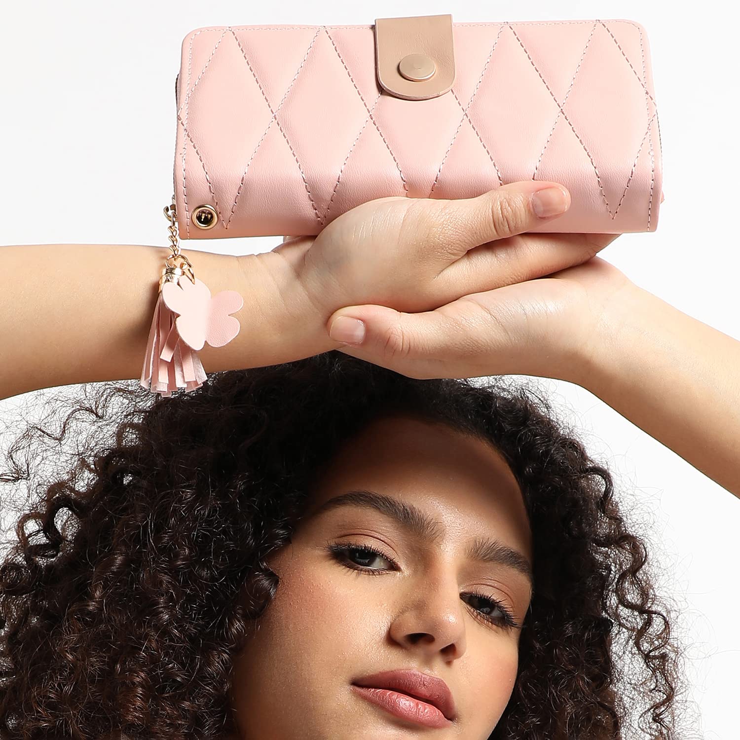 Haute Sauce Women Pink Textured Vegan Leather Wallet for Casual Wear | Zip Closure | Slim and Easy to Fit in Hand & Bags | Latest Stylish Purse with Pocket & Multiple Card Holders for Ladies 1