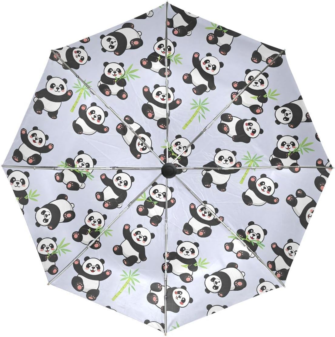 Outer Black Umbrella Cute Cartoon Panda Expression Print UV Anti Lightweight Parasol Elegant Reverse 3 folding Drop Sturdy Umbrella Special Gifts for Business & Personal