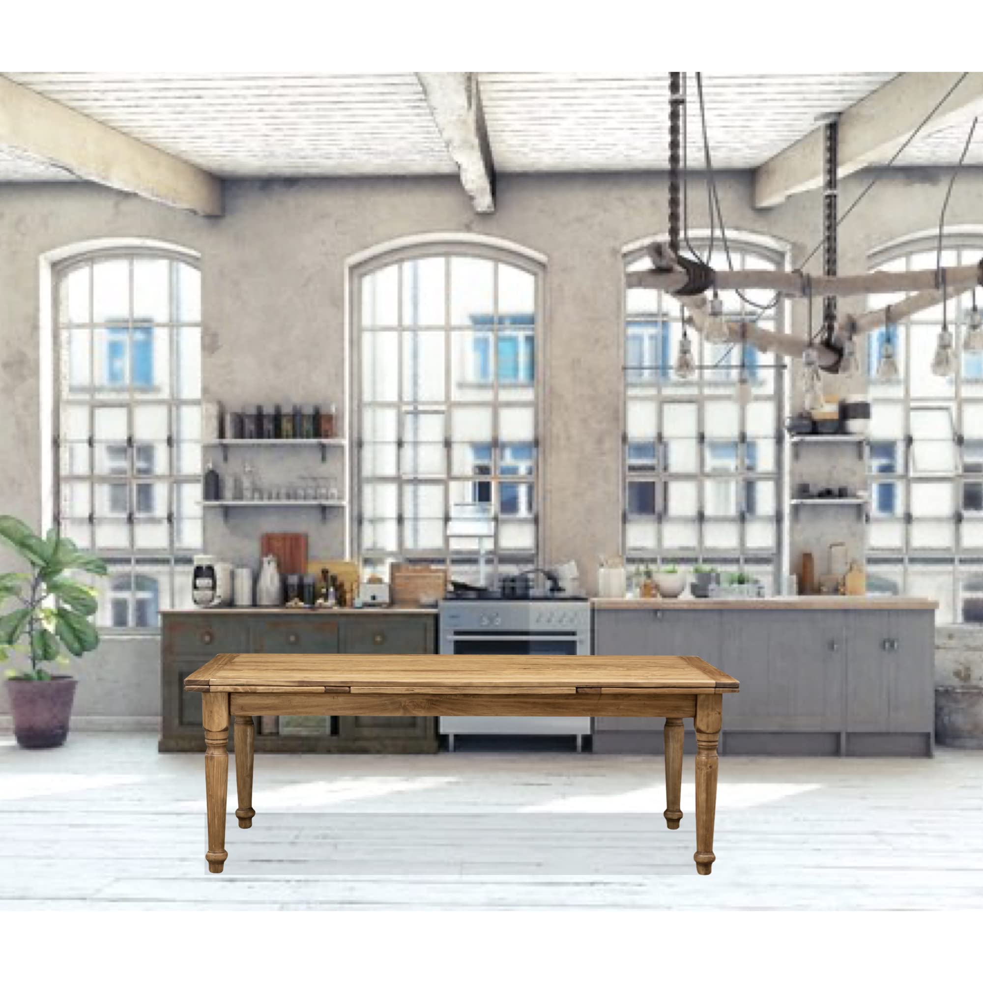 Biscottini Stół rozkładany do jadalni 220x100 cm | Stół kuchenny z litego drewna