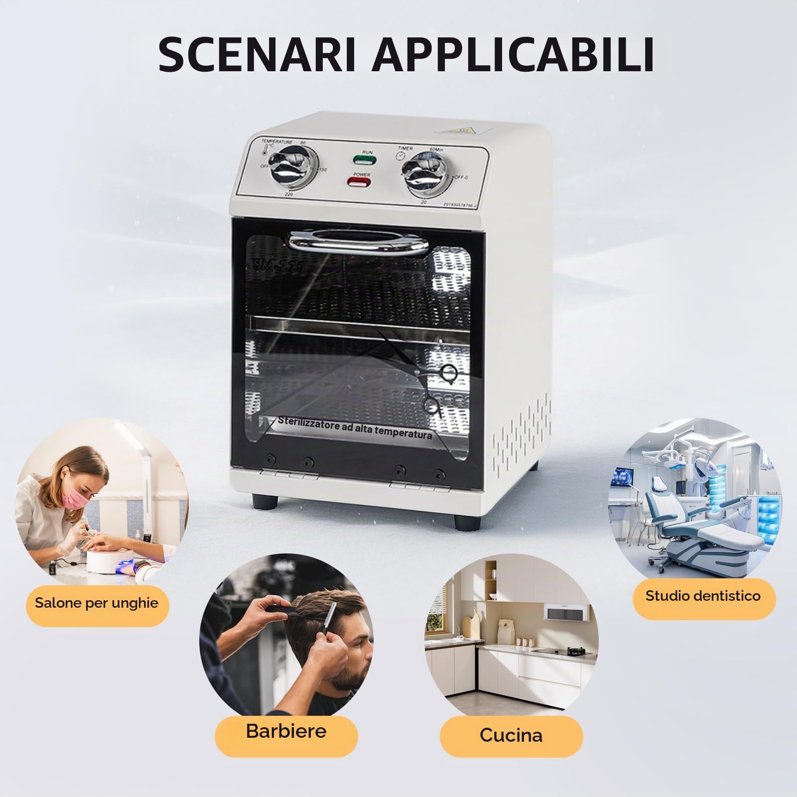 Sterilizzatore ad alta temperatura,sterilizzatore ad alta temperatura a calore secco di grande capacità,sterilizzatore estetica con controllo della temperatura e timer,adatto per strumenti per capelli