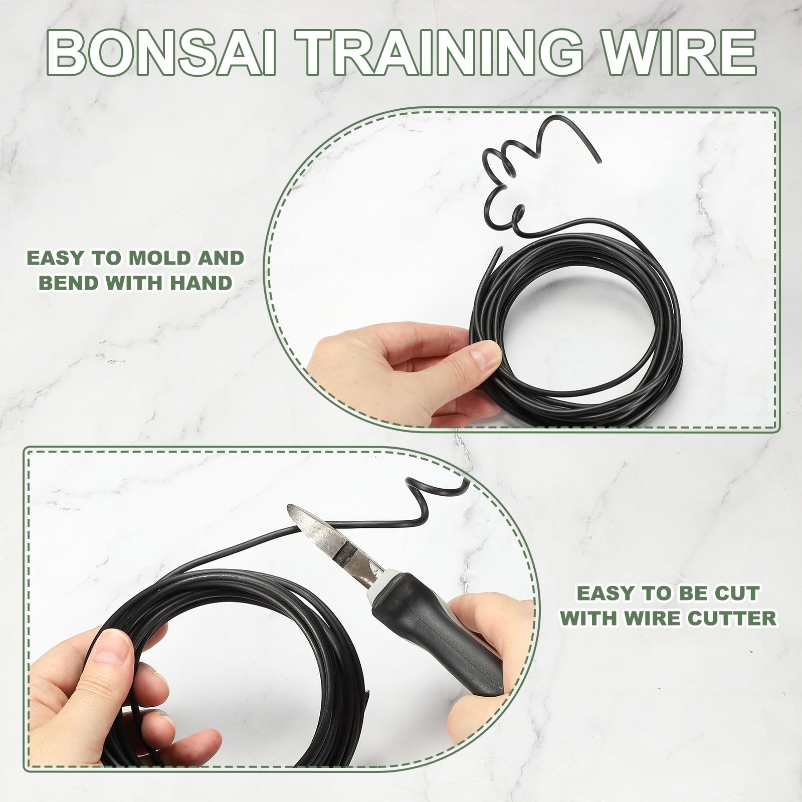 Fil d'entraînement pour bonsaï, 4 mm x 10 m en aluminium anodisé pour plantes florales, tiges métalliques pliables pour jardinage et travaux manuels (noir)