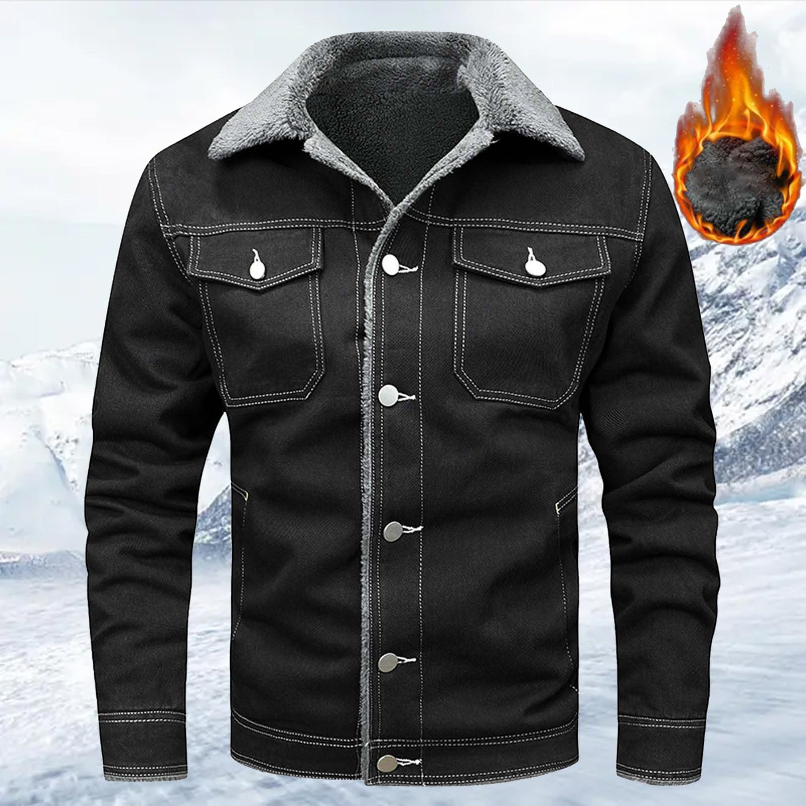Genérico Chaqueta Vaquera Hombre, Camisa De Mezclilla De Hombre, Impresión Manga Larga Slim Fit Talla Grande Sin Capucha Chaqueta Color Sólido Casual Retro Moda Abrigo para Estilo Trabajo Ligero