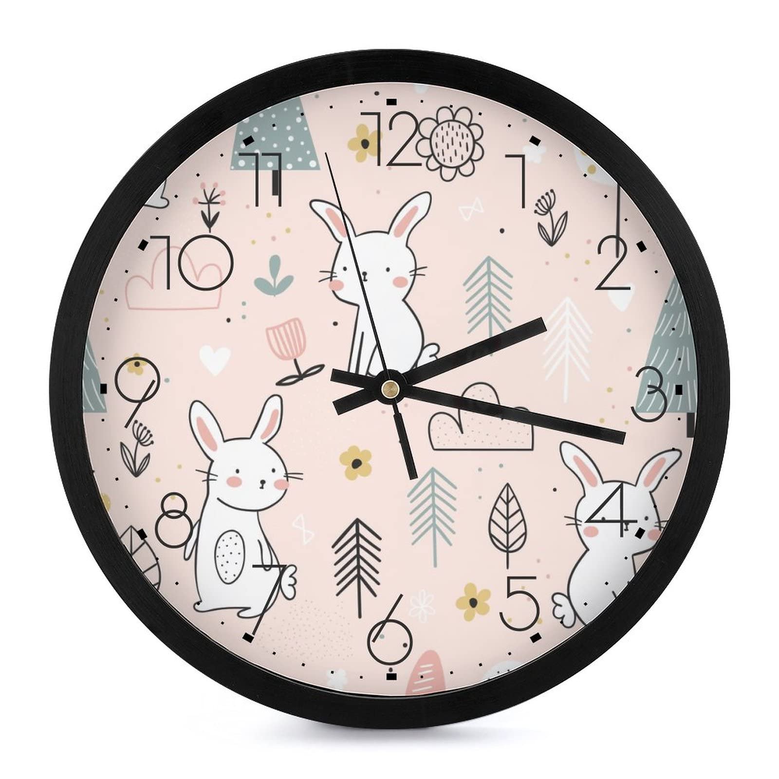 Pendule murale silencieuse lapin pour supprimer le bruit et décorer le bureau