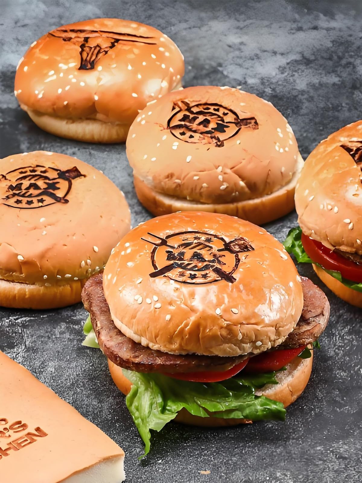 Personalisiertes Brandeisen für Burger, individuelles Logo für Holz, Leder, Grill, Kokosnuss, Steak (5.1cm)