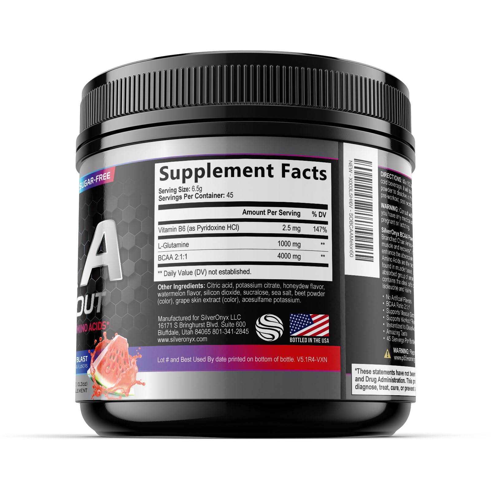 BCAA Powder - 4000mg BCAAs, 1000mg L-Glutamine - Extra Strength Post Workout Recovery Drink Mix with Branched Chain Amino Acids - Sugar Free Hydration Powder Supplement - Watermelon - 45 Servings — Amazon image 7