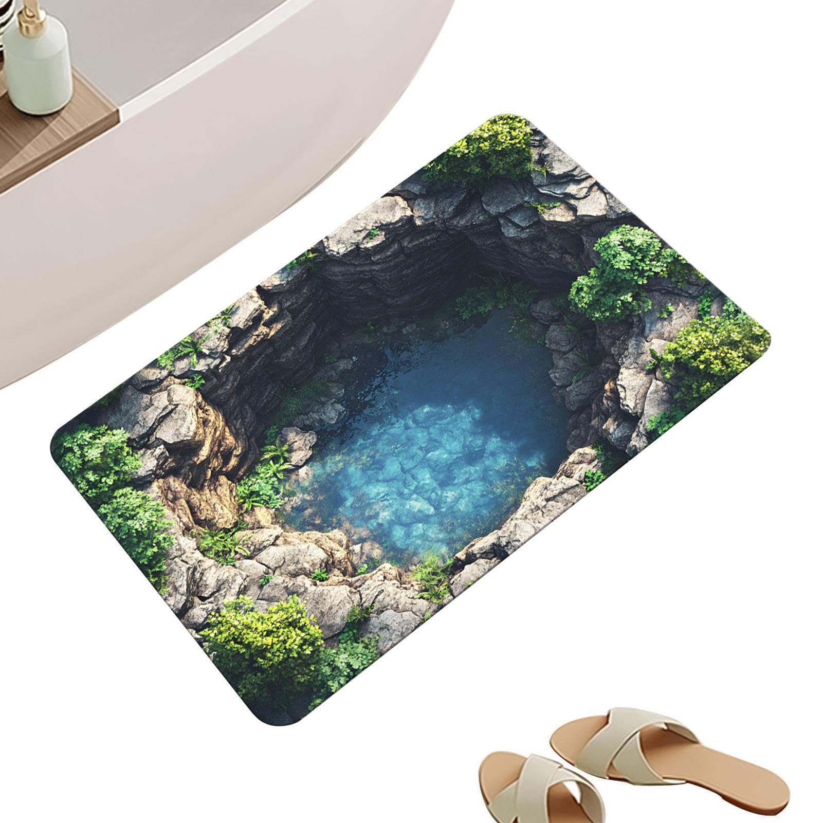 Tapis Illusion 3D absorbant lavable pour éviter les glissades