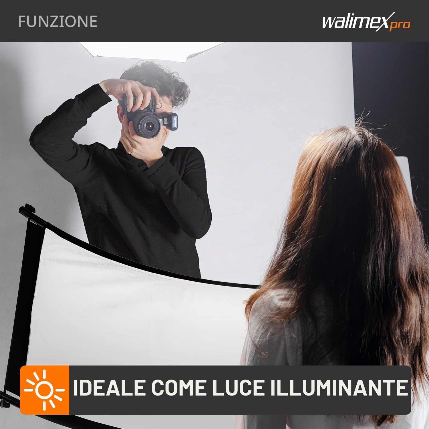 Walimex pro Riflettore concavo 3 in 1, 150 x 60 cm, per fotografia di moda e bellezza, 3 colori riflettori, argento, bianco Wavy Gold, con attacco spigot per treppiede, 22771